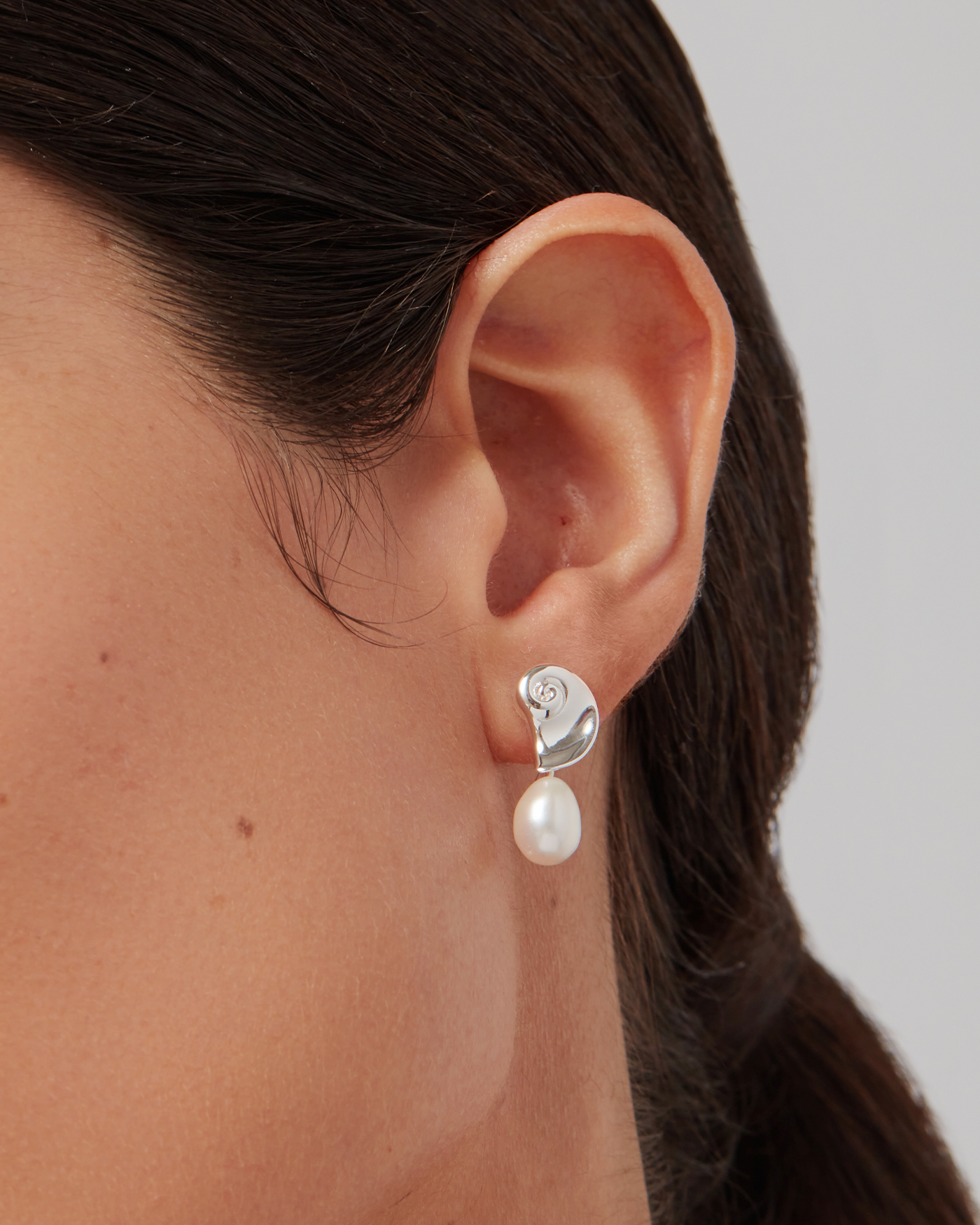 Freshwater Pearl | Lucille Earrings | Silver Dipped Brass