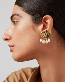 Freshwater Pearl | Lucille Climber Earrings | 14K Gold Dipped Brass