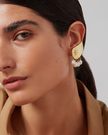 Freshwater Pearl | Lucille Climber Earrings | 14K Gold Dipped Brass
