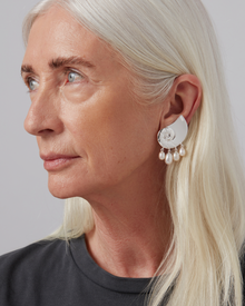 Freshwater Pearl | Lucille Climber Earrings | Silver Dipped Brass