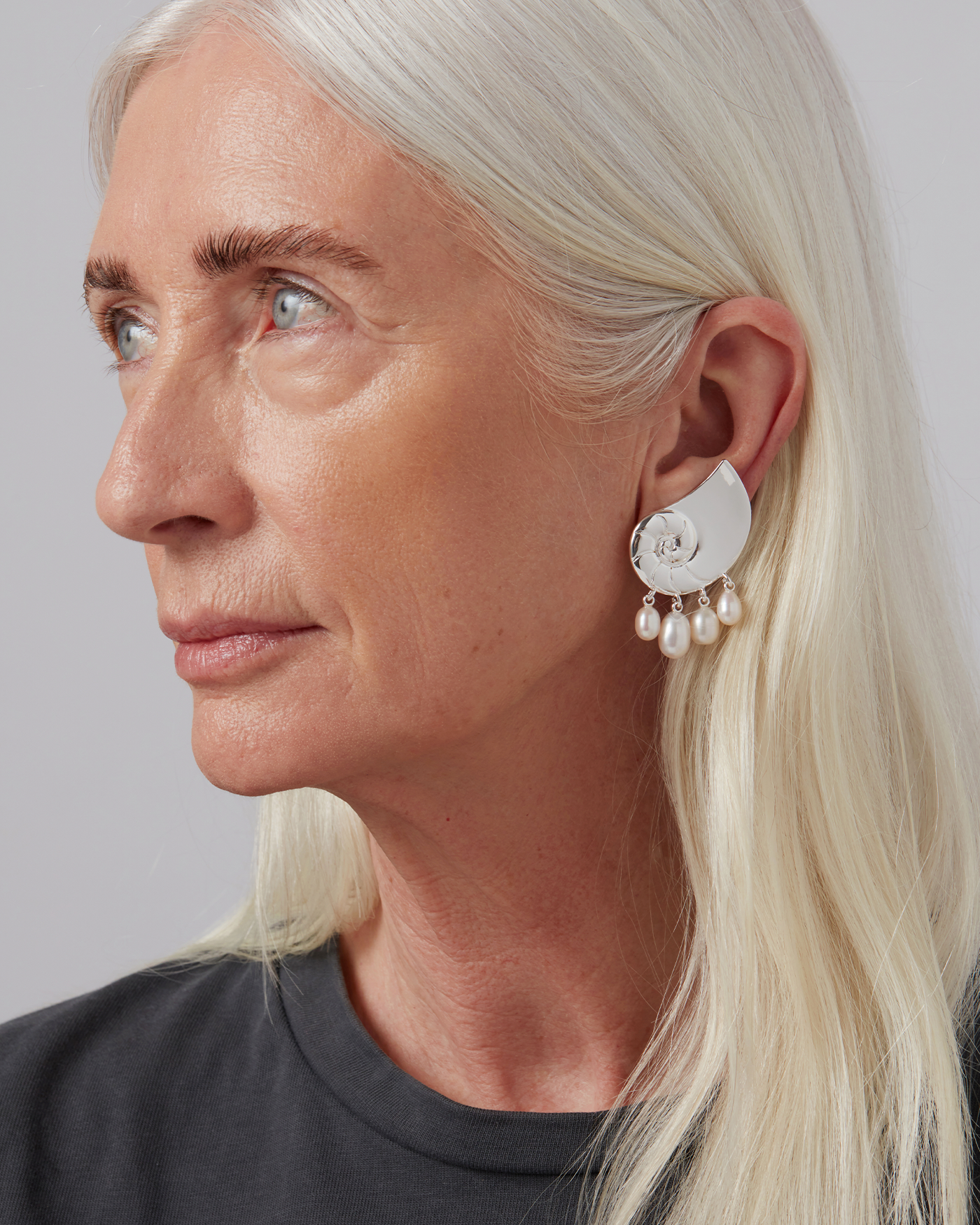 Freshwater Pearl | Lucille Climber Earrings | Silver Dipped Brass