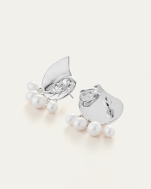 Freshwater Pearl | Lucille Climber Earrings | Silver Dipped Brass