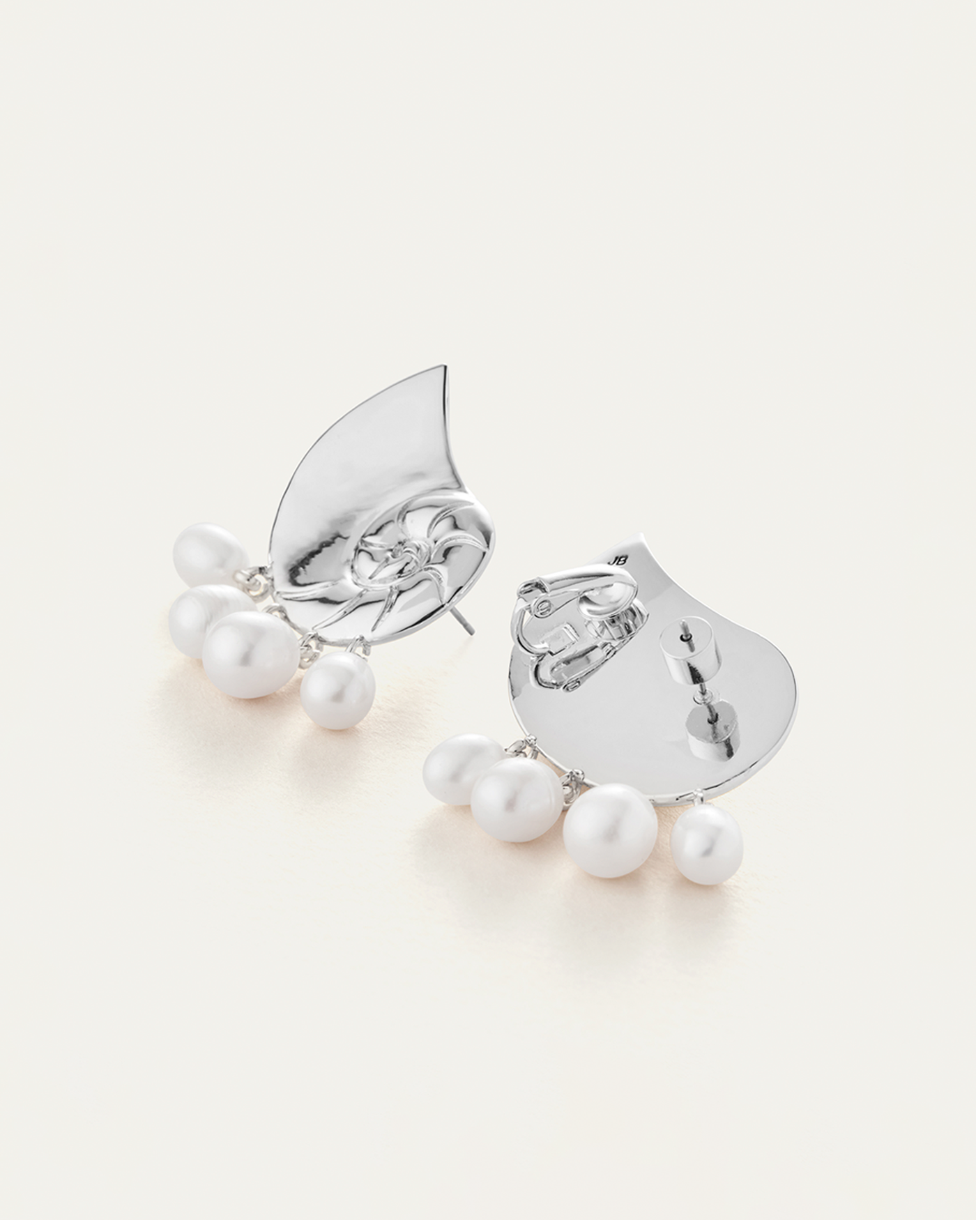 Freshwater Pearl | Lucille Climber Earrings | Silver Dipped Brass