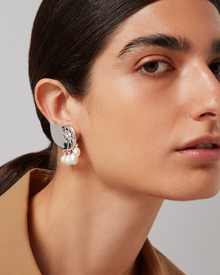 Freshwater Pearl | Lucille Climber Earrings | Silver Dipped Brass