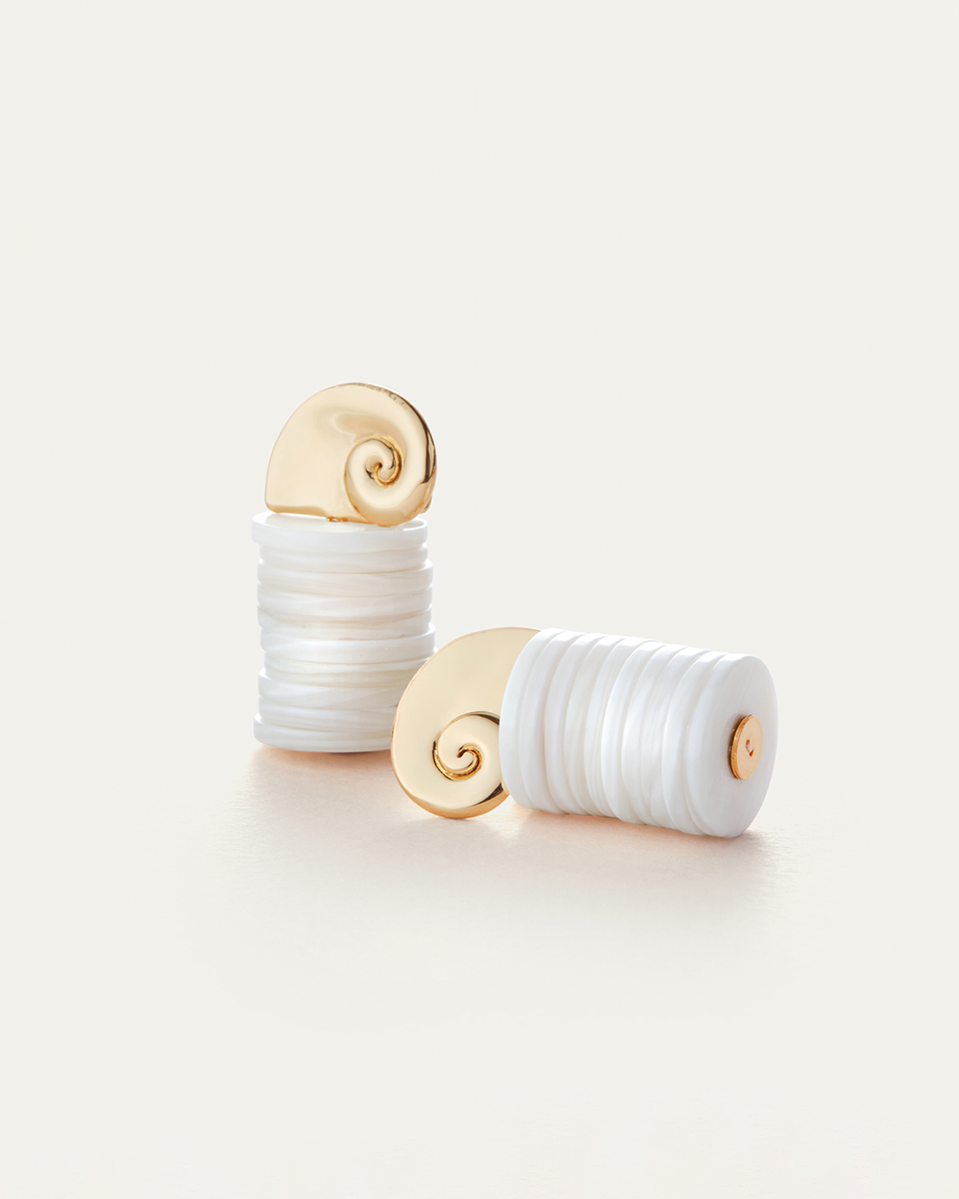 Shell Discs | Odette Earrings | 14K Gold Dipped Brass