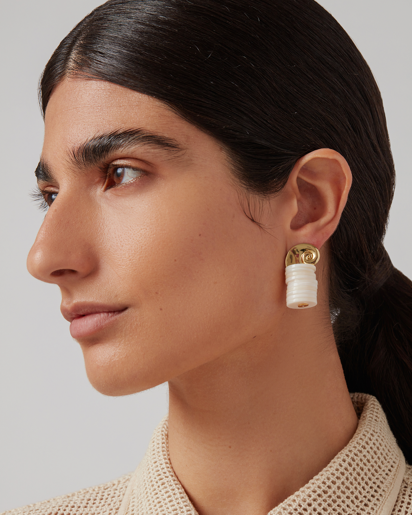 Shell Discs | Odette Earrings | 14K Gold Dipped Brass