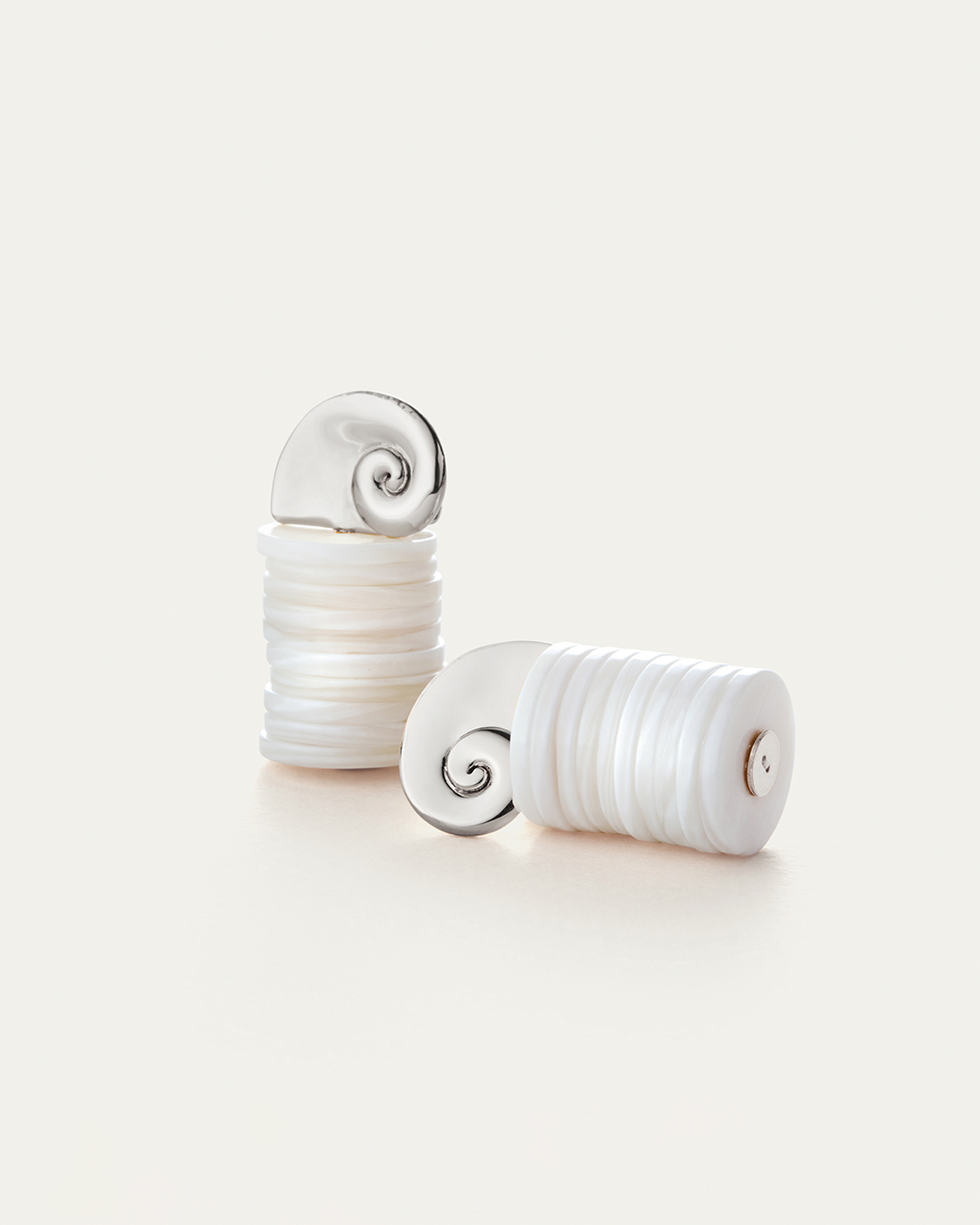 Shell Discs | Odette Earrings | Silver Dipped Brass