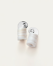Shell Discs | Odette Earrings | Silver Dipped Brass