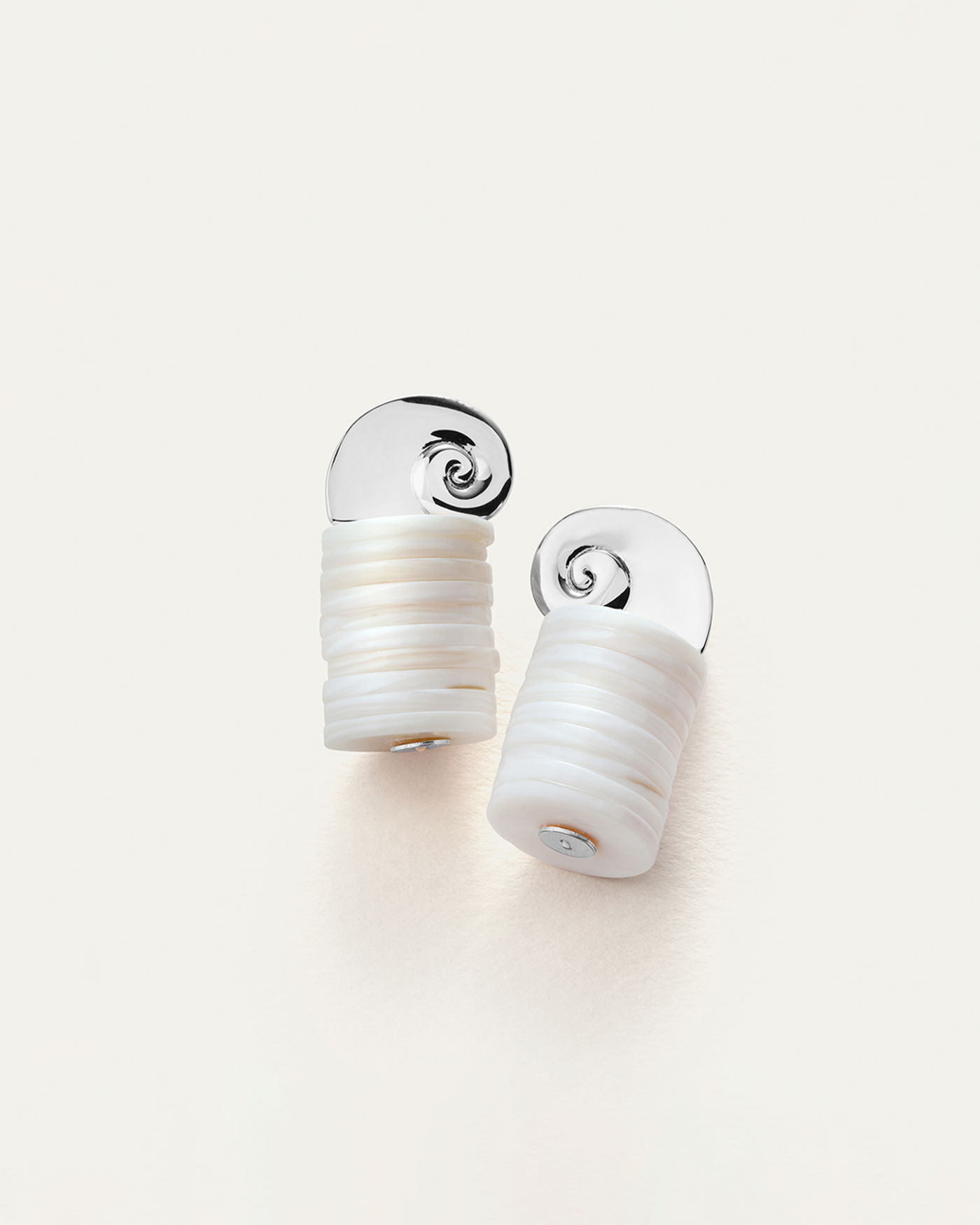 Shell Discs | Odette Earrings | Silver Dipped Brass