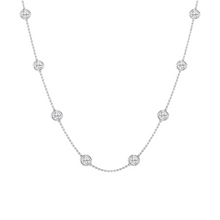 Womens | Station Necklace | 14K White Gold | 4 CTW Round Cut Natural Diamond | G-SI1