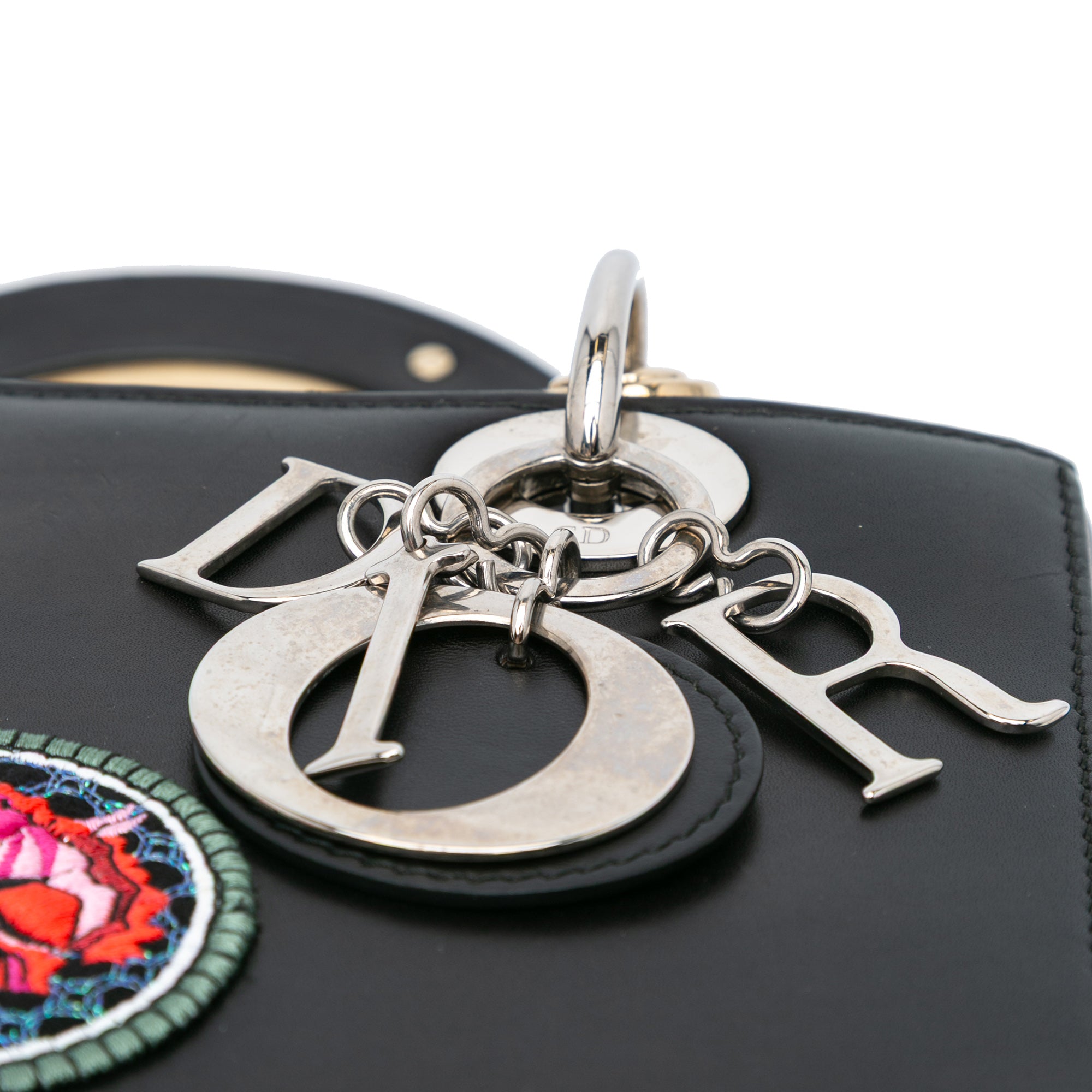 Dior | Pre-Owned Medium Calfskin Patch Embellished Lady | Black