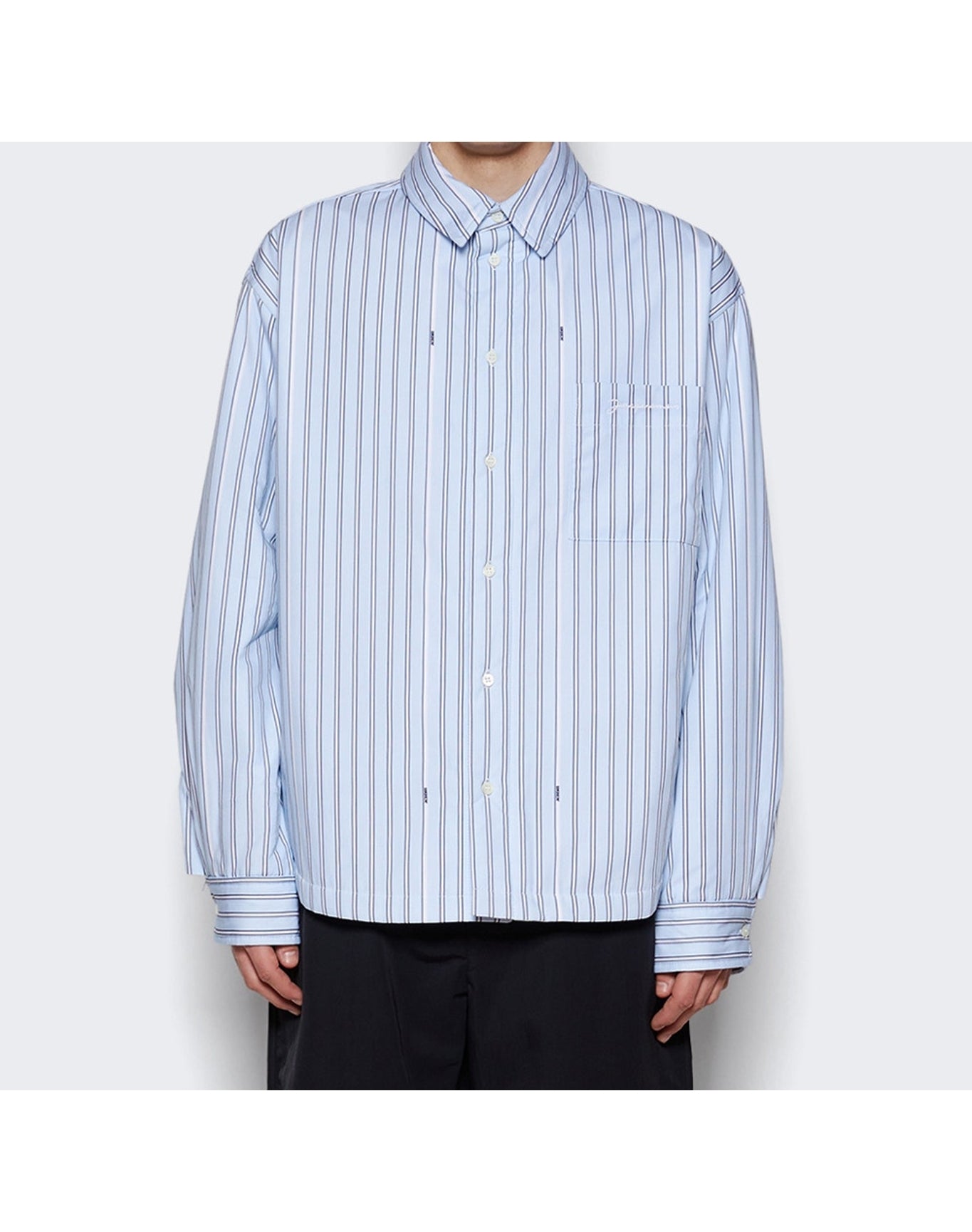 Jacquemus | Men | La Chemise Boulanger Puffed Overshirt | Pint Blue Stripe