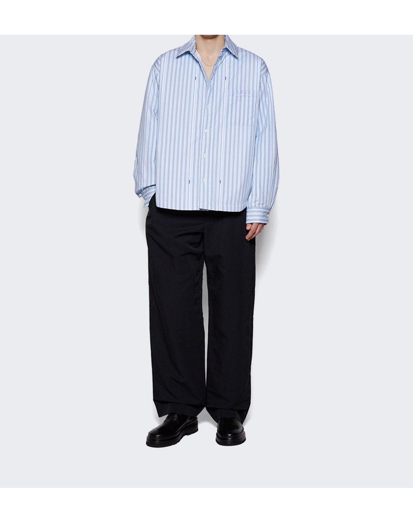 Jacquemus | Men | La Chemise Boulanger Puffed Overshirt | Pint Blue Stripe