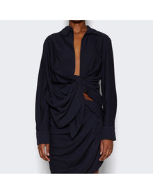 Jacquemus | Women | La Chemise Bahia Top | Dark Navy