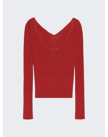 Jacquemus | Women | Long Sleeve Scalloped Top | Dark Red
