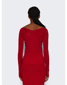 Jacquemus | Women | Long Sleeve Scalloped Top | Dark Red