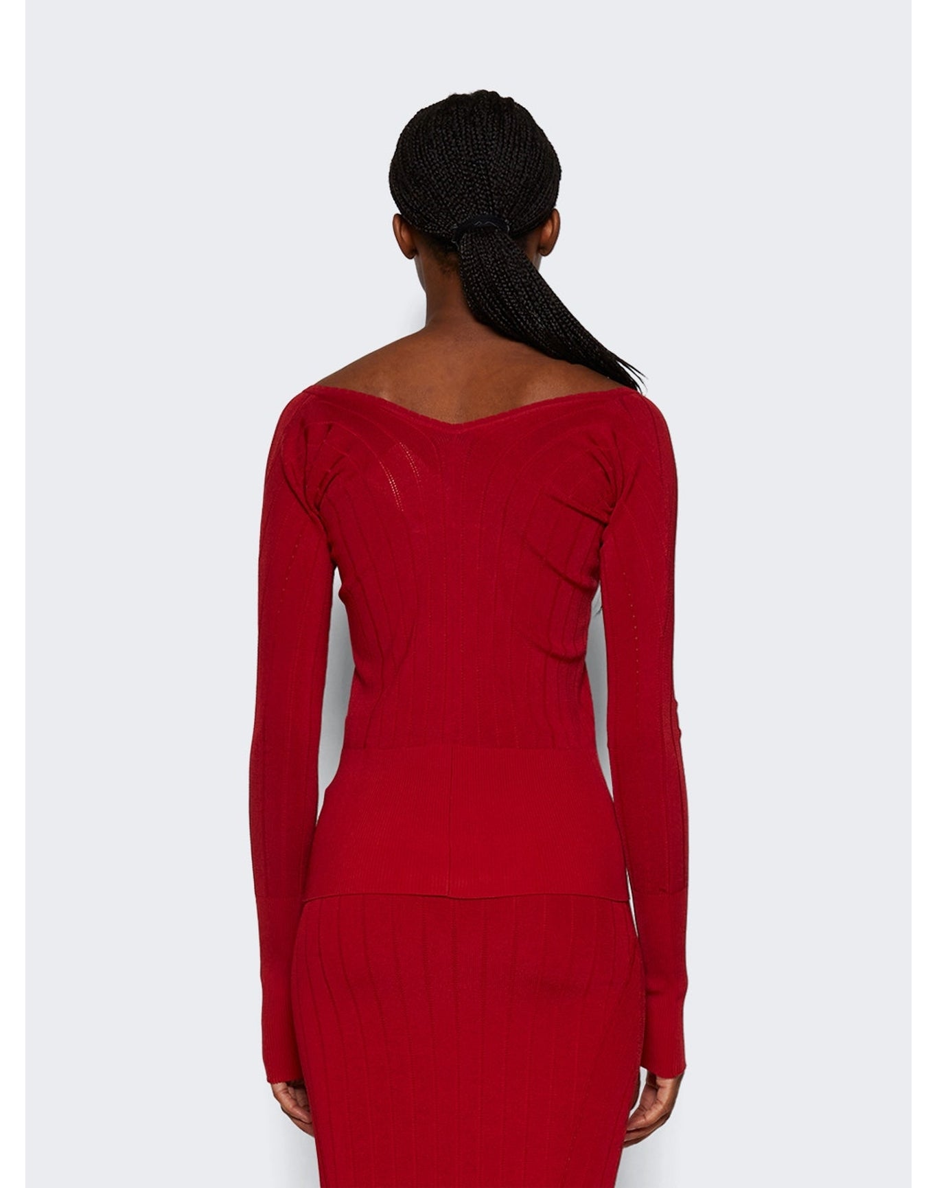 Jacquemus | Women | Long Sleeve Scalloped Top | Dark Red