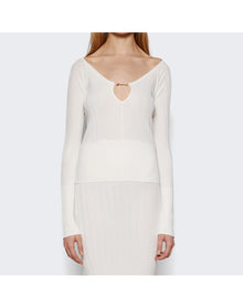 Jacquemus | Women | Long Sleeve Scalloped Top | Off White