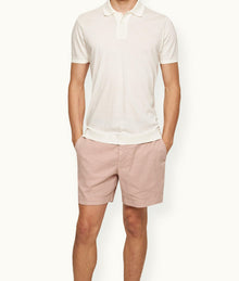 Jarrett Knitted Classic Fit Knitted Rib Cotton-Modal Polo Shirt | White Sand
