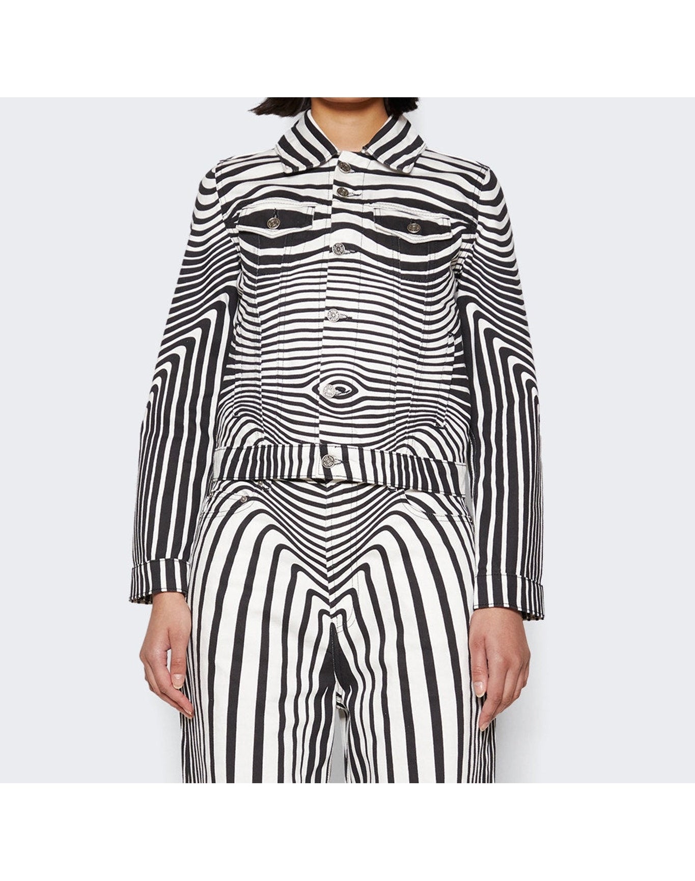 Jean Paul Gaultier | Women | Body Morphing Printed Denim Jacket | Black x White