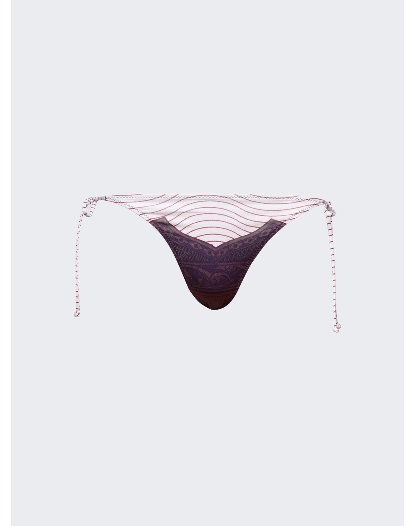 Jean Paul Gaultier | Women | Cartouche Printed Bikini Bottom | Burgundy