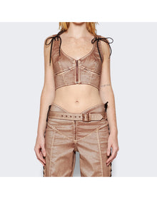 Jean Paul Gaultier | Women | Knwls Laced Crop Top | Ecru x Navy