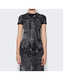 Jean Paul Gaultier | Women | L'oeil Crew Neck Top | White x Grey