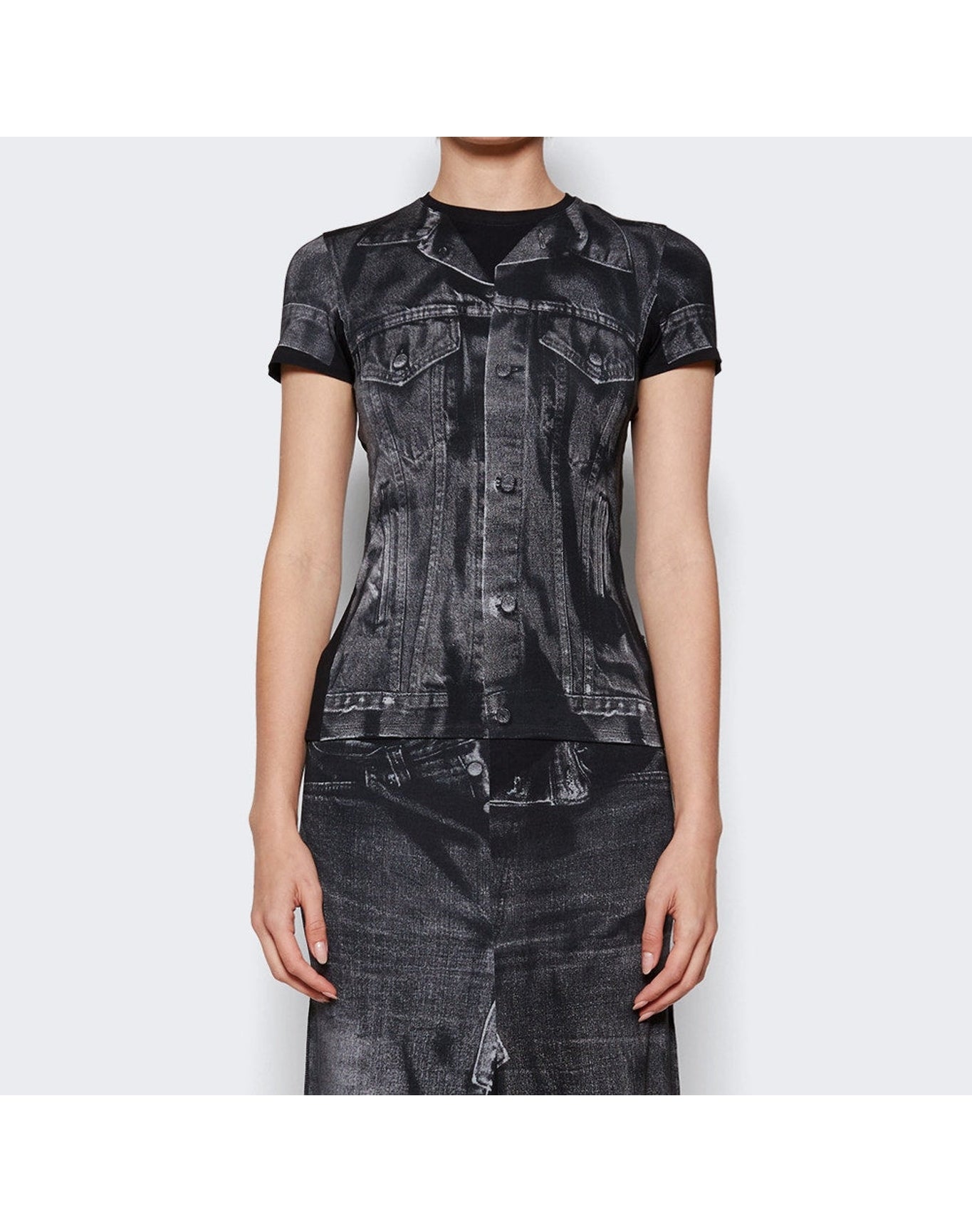 Jean Paul Gaultier | Women | L'oeil Crew Neck Top | White x Grey