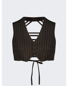 Jean Paul Gaultier | Women | Laced Gilet Crop Top | Brown