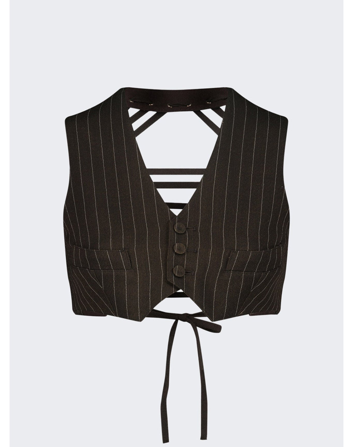 Jean Paul Gaultier | Women | Laced Gilet Crop Top | Brown