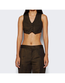 Jean Paul Gaultier | Women | Laced Gilet Crop Top | Brown