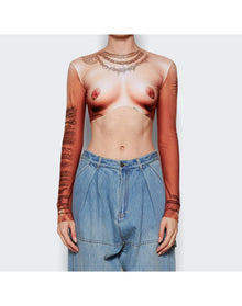 Jean Paul Gaultier | Women | Long Sleeves Corps Top | Light Nude