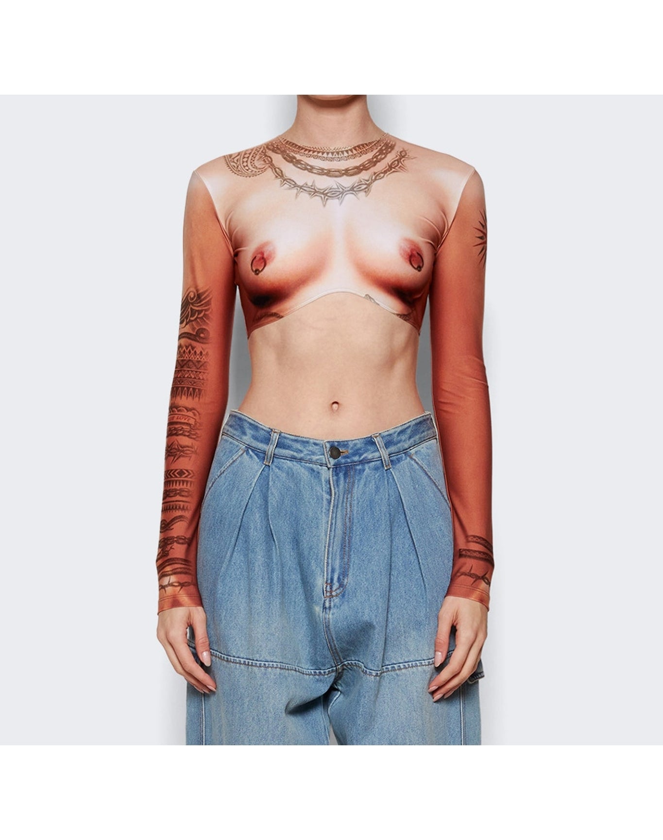 Jean Paul Gaultier | Women | Long Sleeves Corps Top | Light Nude