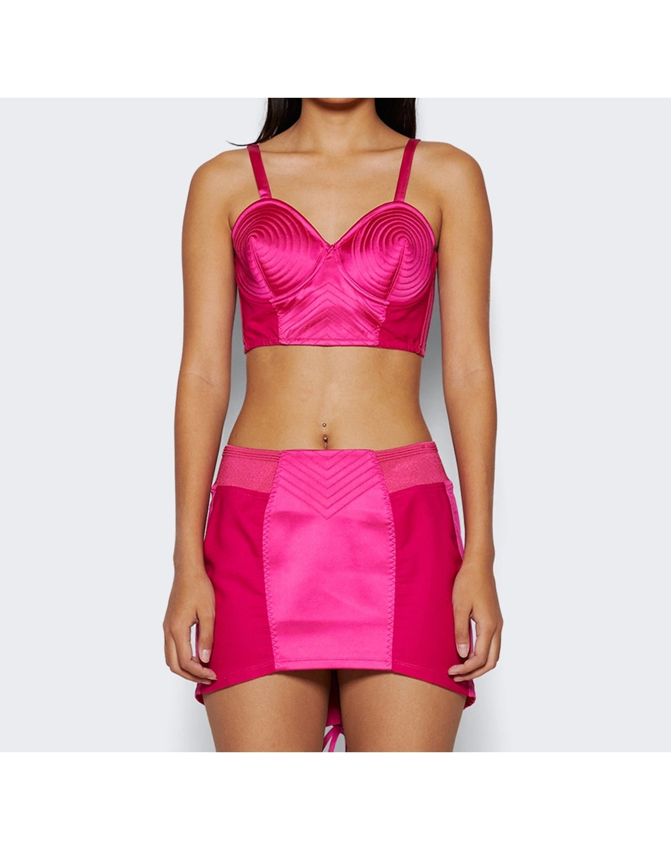 Jean Paul Gaultier | Women | Satin Stretch Conical Bra Top | Shocking Pink