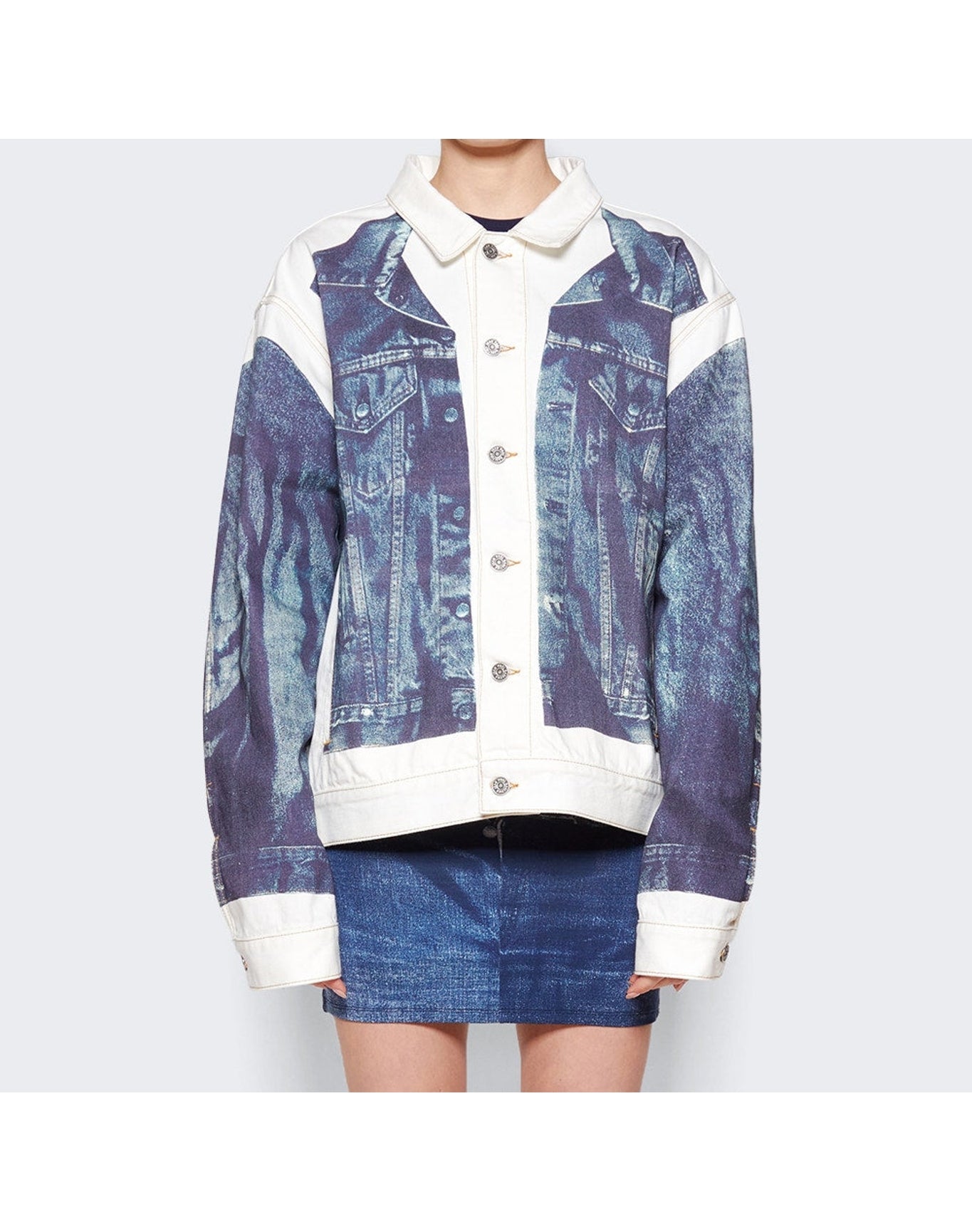 Jean Paul Gaultier | Women | Trompe Denim Jacket | White x Blue