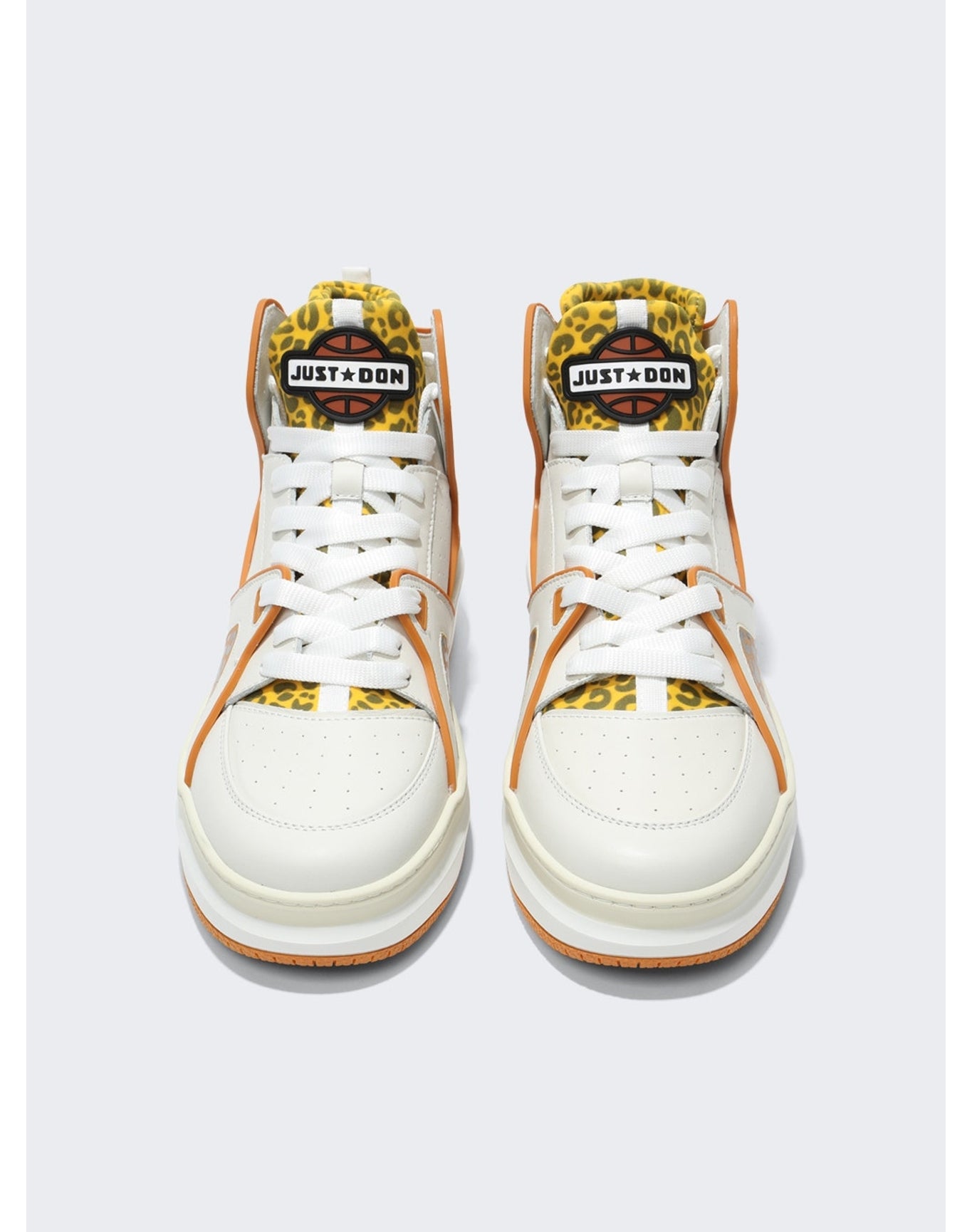 Just Don | Men | Basketball Courtside High-top Sneakers | White x Leopard