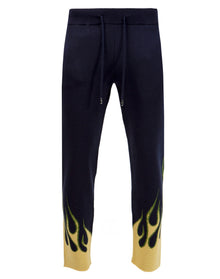 Just Don | Men | Cashmere Knit Flame Sweatpants | Navy