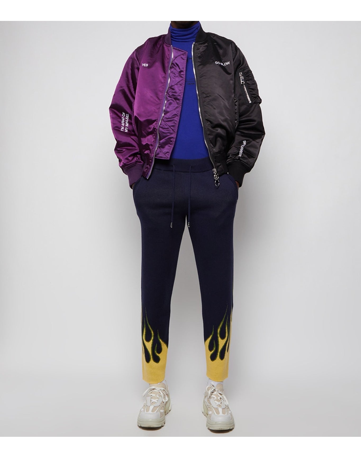 Just Don | Men | Cashmere Knit Flame Sweatpants | Navy