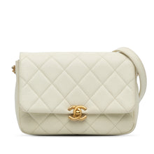 Chanel | Pre-Owned Small Quilted Caviar Chain Melody Flap - II | White/Ivory