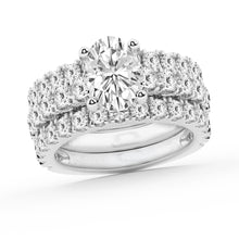 Womens | Bridal Set | 14K White Gold | 5 CTW Oval Cut Lab Grown Diamond | G-SI