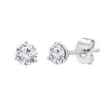 Womens | Martini Stud Earrings | 14K White Gold | 1 CTW Round Cut Lab Grown Diamond | F-VS