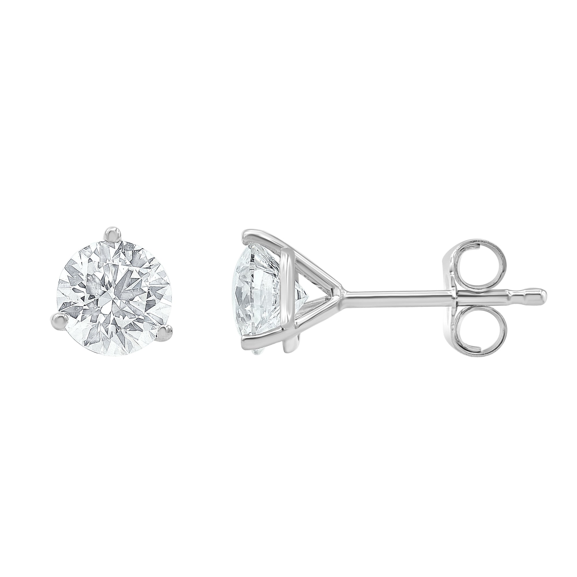 Womens | Martini Stud Earrings | 14K White Gold | 3 CTW Round Cut Lab Grown Diamond | F-VS