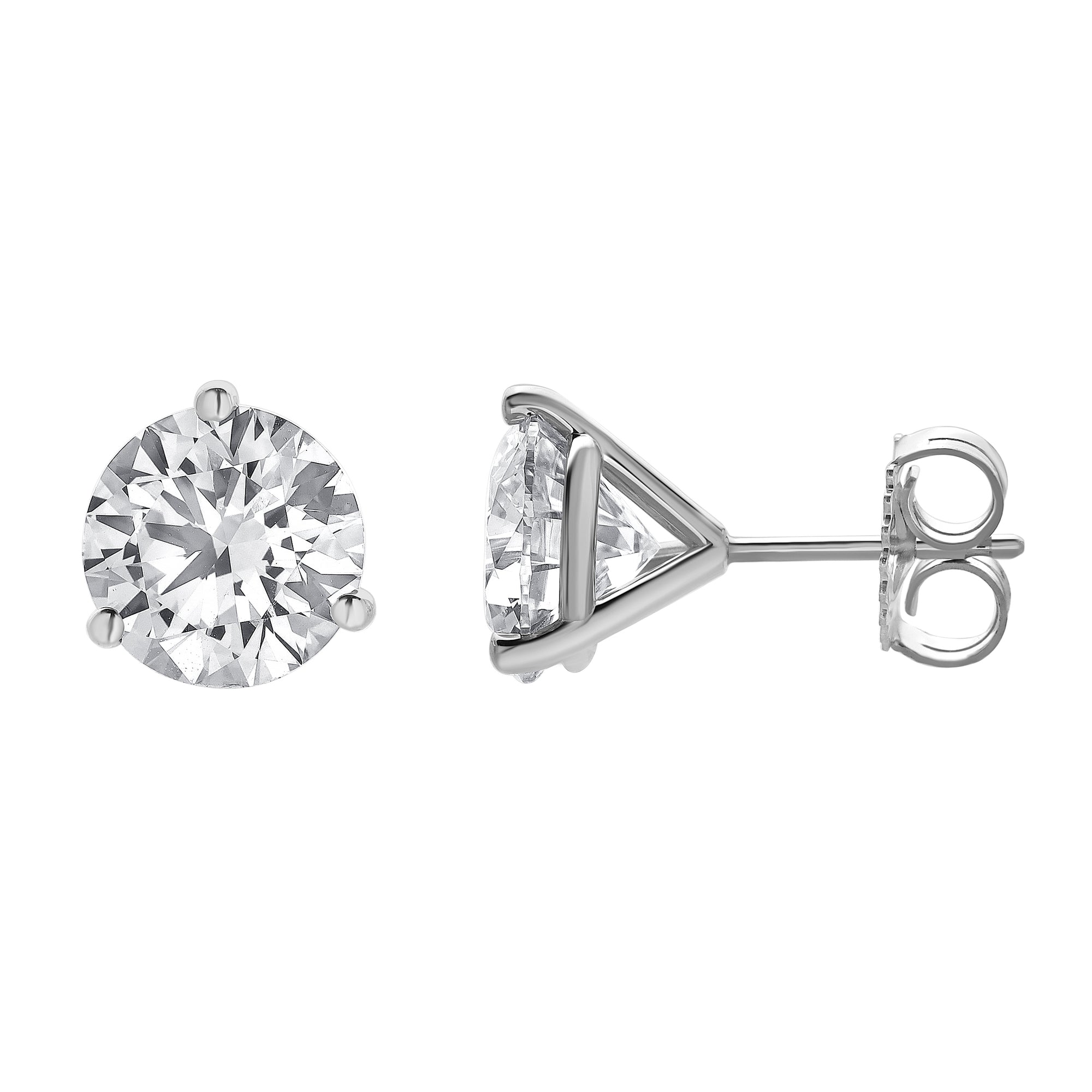 Womens | Martini Stud Earrings | 14K White Gold | 5 CTW Round Cut Lab Grown Diamond | F-VS