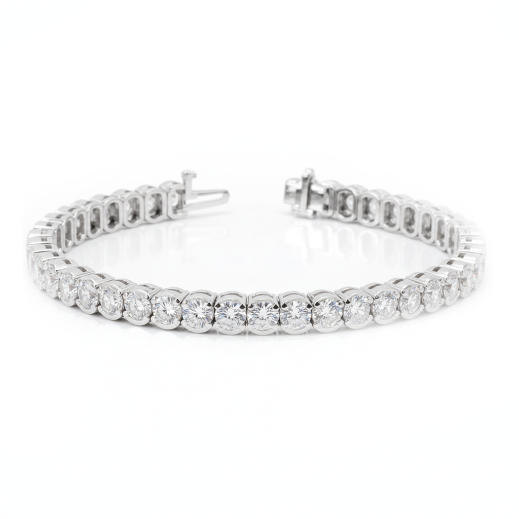 Womens | Tennis Bracelet - III | 14K White Gold | 7 CTW Round Cut Lab Grown Diamond | G-SI