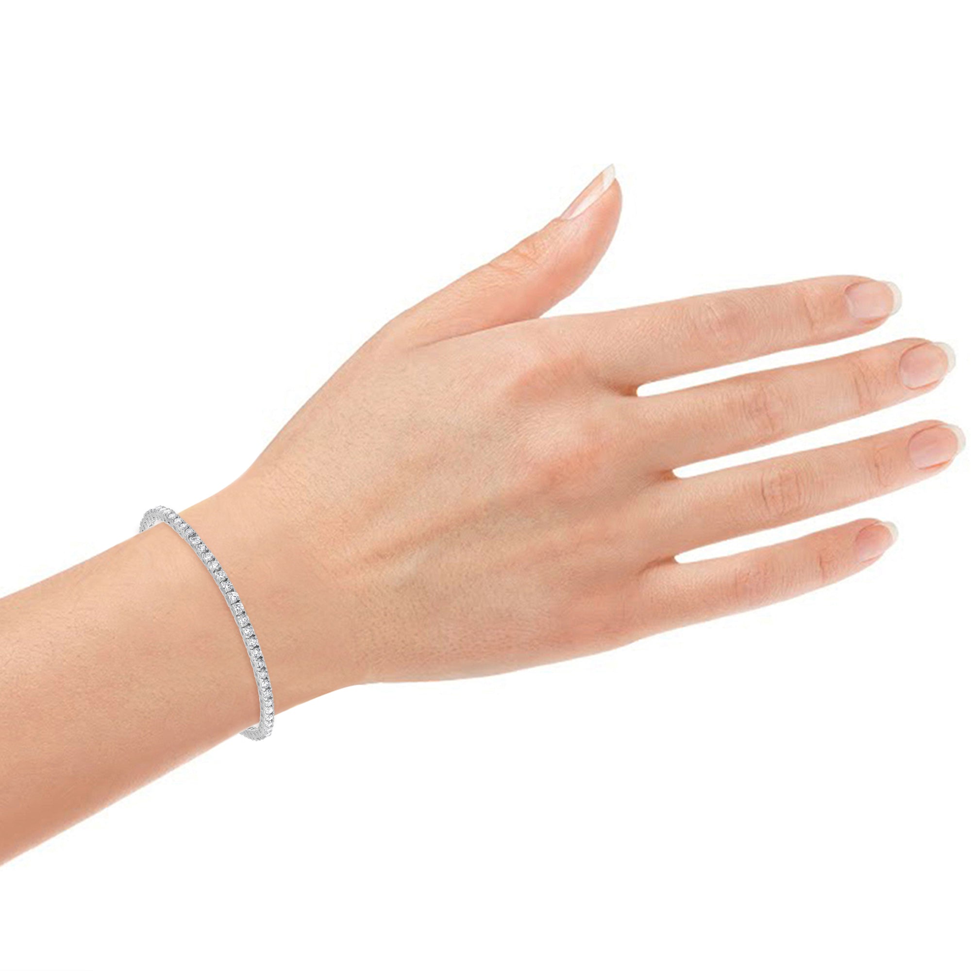 Womens | Tennis Bracelet - II | 14K White Gold | 5 CTW Round Cut Lab Grown Diamond | F-VS