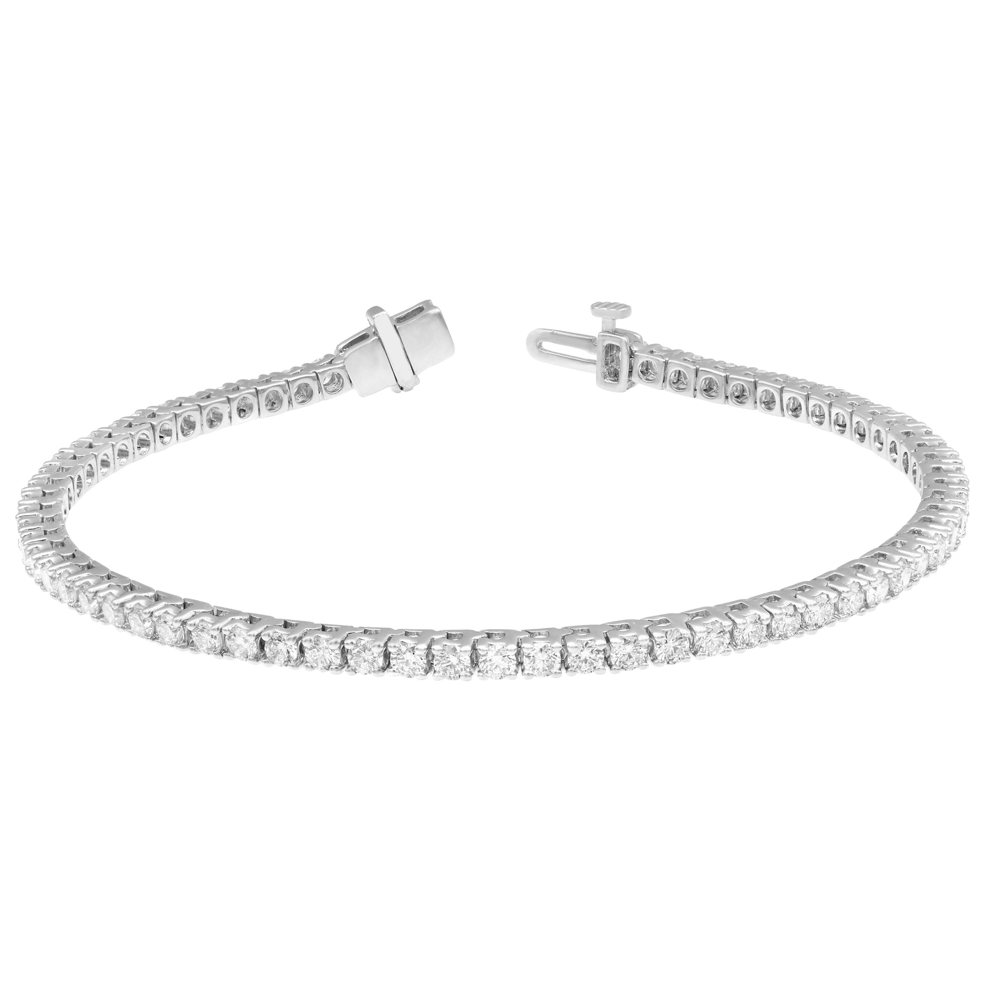 Womens | Tennis Bracelet - II | 14K White Gold | 5 CTW Round Cut Lab Grown Diamond | F-VS