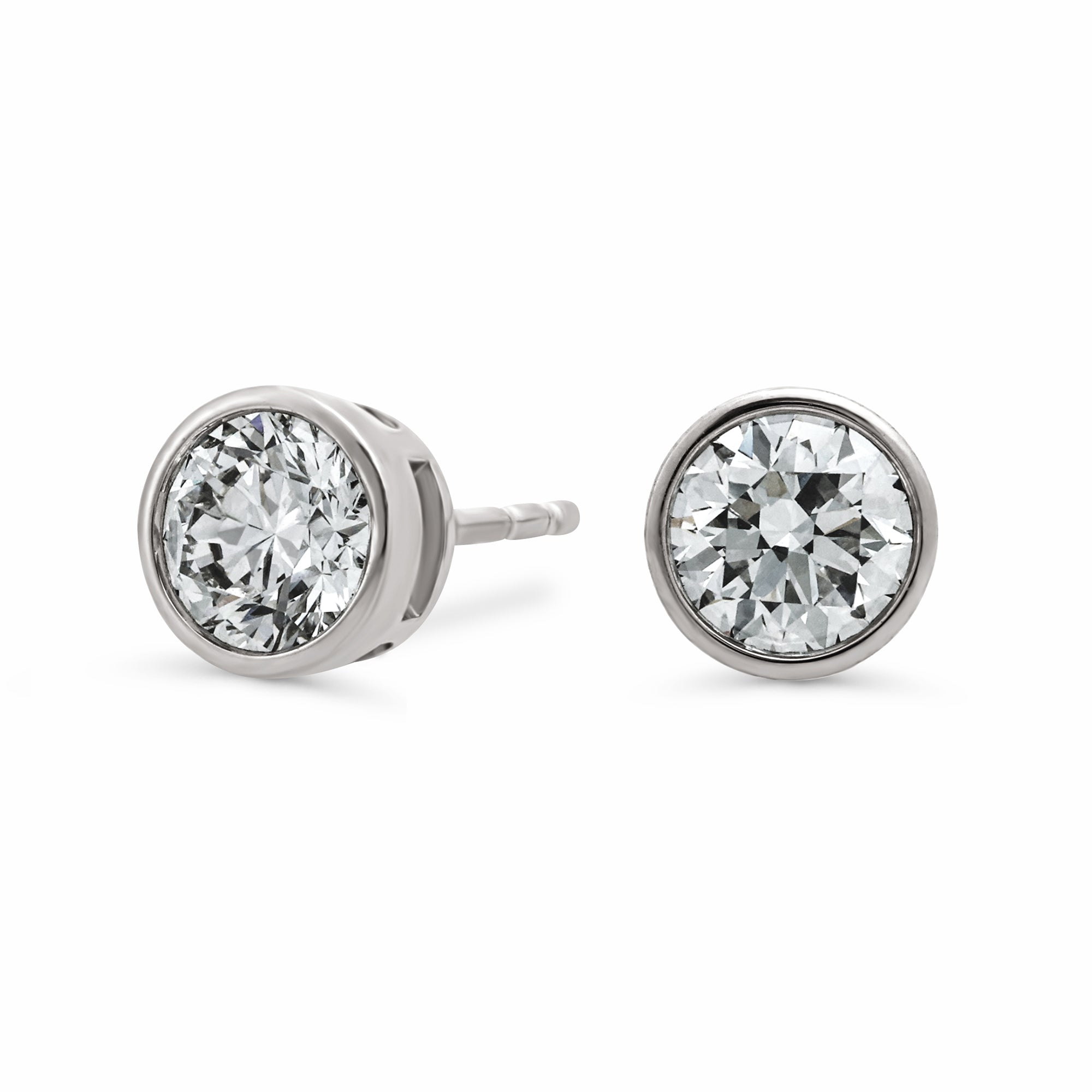 Womens | Stud Earrings | 14K White Gold | 1.50 CTW Round Cut Lab Grown Diamond | F-VS