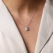 Womens | Halo Solitaire Pendant Necklace | 14K White Gold | 1.5 CTW Emerald Cut Lab Grown Diamond | Pink-VS1