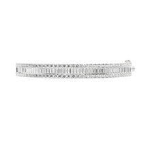 Womens | Bangle Bracelet | Sterling Silver | 4.50 CTW Baguette and Round Cut Lab Grown Diamond | G-SI