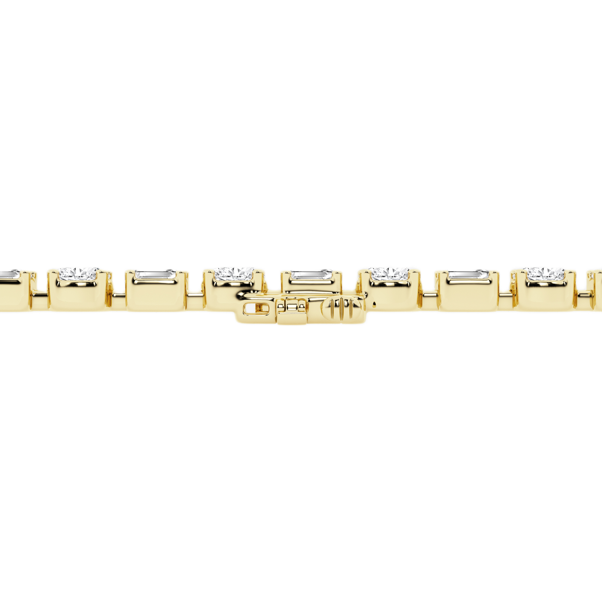 Womens | Tennis Bracelet | 14K Yellow Gold | 7.40 CTW Emerald and Oval Cut Lab Grown Diamond | F-VS2